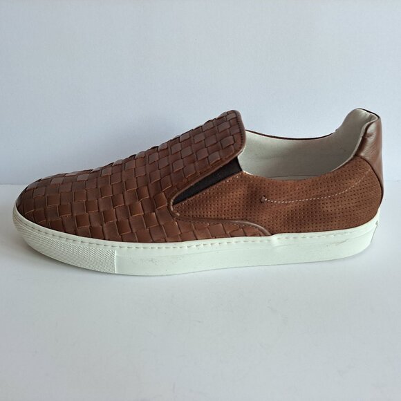 NEW Bacco Bucci Woven Brown Leather Slip-on Shoes Size 11 main image 4